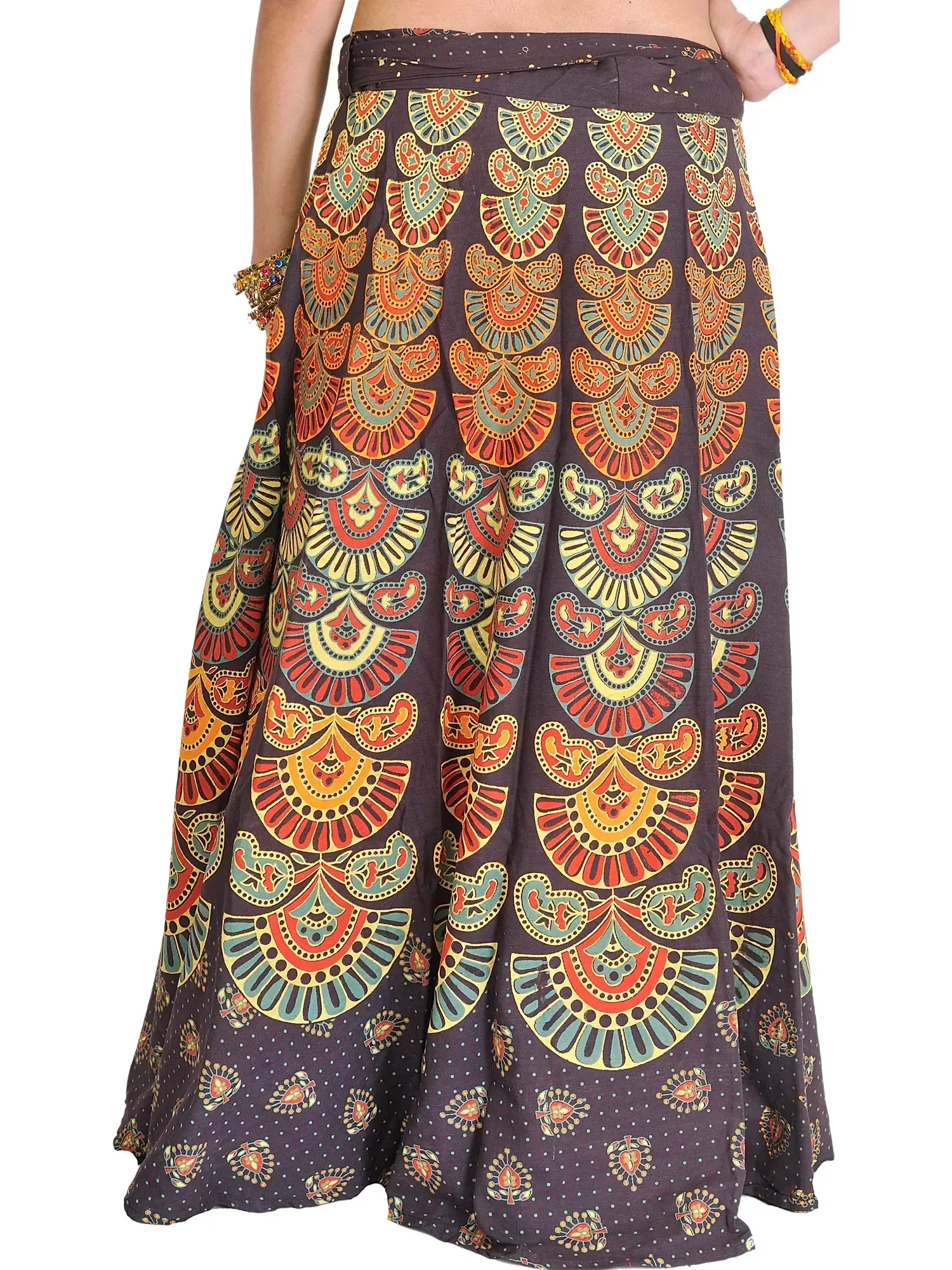 Block-Printed Sanganeri Wrap-Around Skirt from Pilkhuwa, alternate view