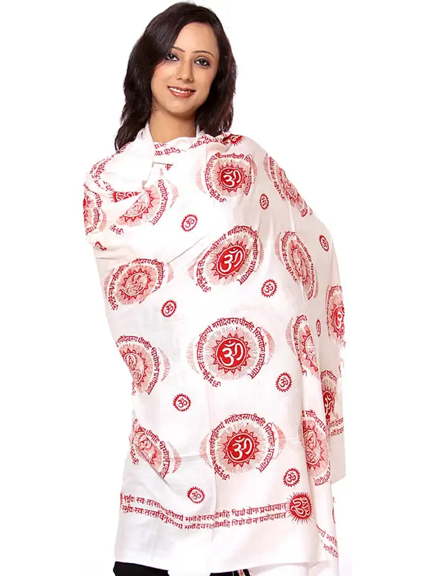 Ivory Gayatri Mantra Prayer Shawl