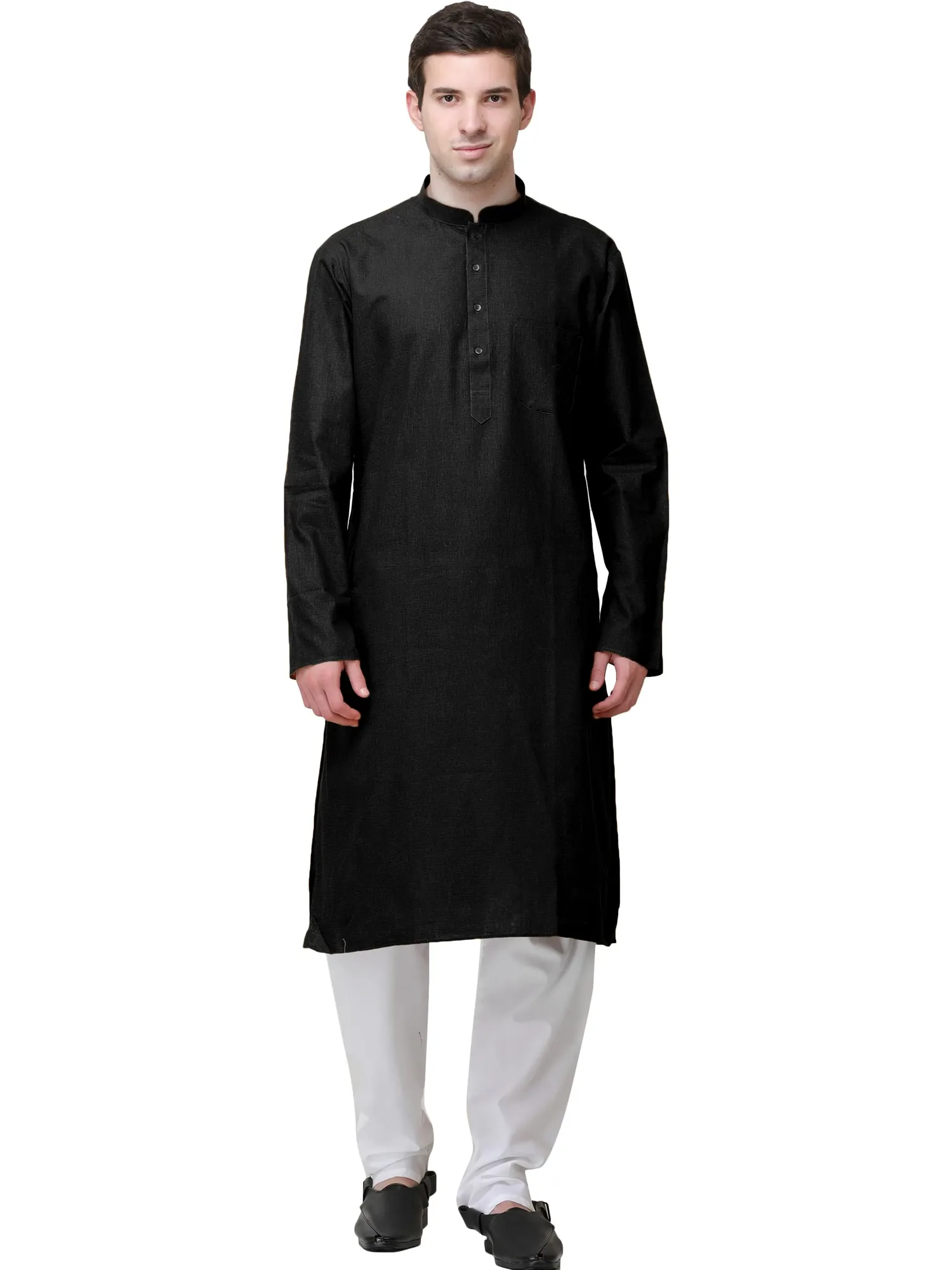 Plain Linen Kurta with White Pajama