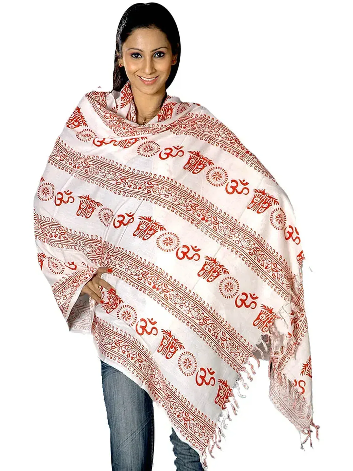 Pure Cotton Om Prayer Shawl | Hand Crafted Religious Clothes